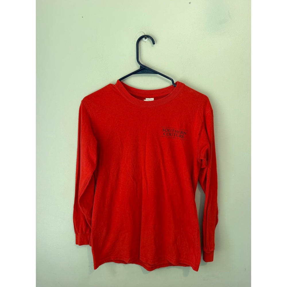 Southern Couture Merry and Bright Red Long Sleeve Christmas Graphic Tee Small